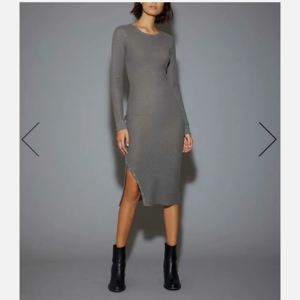 Nation LTD Alanna Long Sleeve Waffle‎ Knit Quiet Luxury Bodycon Dress, XS